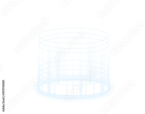 Neon energy ring glows with blue and purple gradients. Circular vortex simulates advanced teleportation tech. Ideal for futuristic visuals.