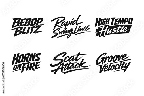 Dynamic Typography Showcasing Vibrant Energy and Rhythm in Design with a Focus on Jazz-Inspired Lettering Styles and Creative Expressions of Motion