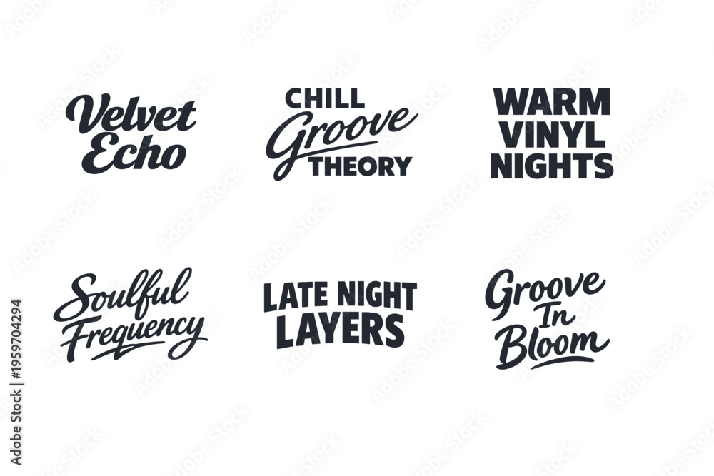 Obraz premium A Creative Display of Stylized Typography Highlighting Music Themes and Vibes for Vinyl Nights, Chill Grooves, and Soulful Experiences