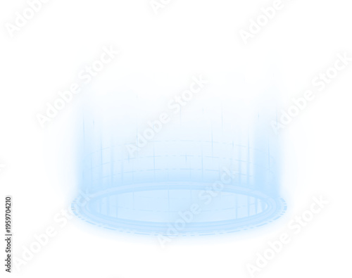 Blue glowing vortex ring with energy sparks. Circular portal creates sci fi teleport illusion. Transparent PNG for overlays.