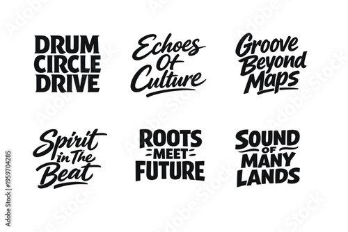 A Collection of Dynamic Hand-Lettered Typography Designs Celebrating Music, Culture, and Community Through Vibrant Word Art Representations
