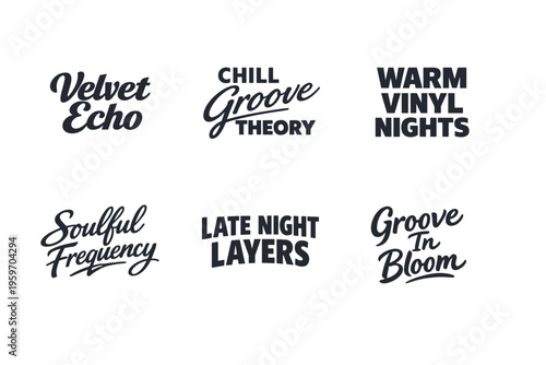 A Creative Display of Stylized Typography Highlighting Music Themes and Vibes for Vinyl Nights, Chill Grooves, and Soulful Experiences