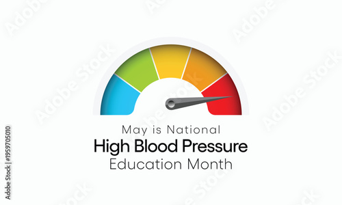 High Blood pressure (HBP) education month is observed every year in May. it is also called hypertension. vector illustration