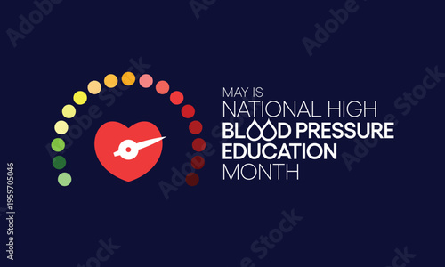 High Blood pressure (HBP) education month is observed every year in May. it is also called hypertension. vector illustration