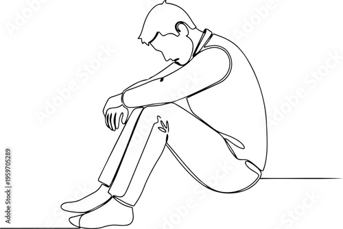 Man daily activities  vector line art illustration 