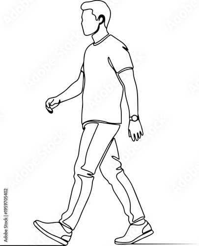 Man daily activities  vector line art illustration 