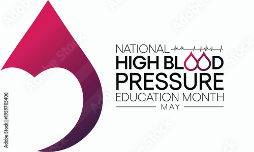 High Blood pressure (HBP) education month is observed every year in May. it is also called hypertension. vector illustration