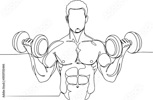 Man daily activities  vector line art illustration 