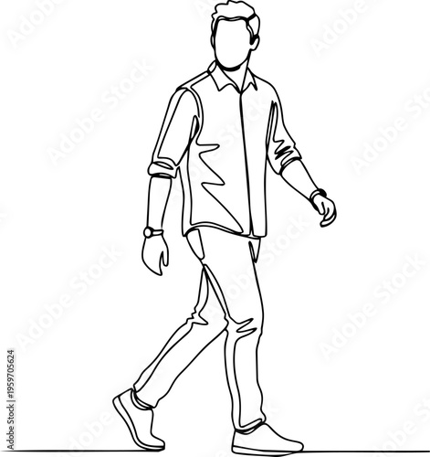 Man daily activities  vector line art illustration 