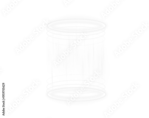 Neon light portal emits bright white energy rings. Circular swirl beams create teleportation and futuristic vibe. Perfect PNG overlay for digital, cyber, or sci-fi visuals.