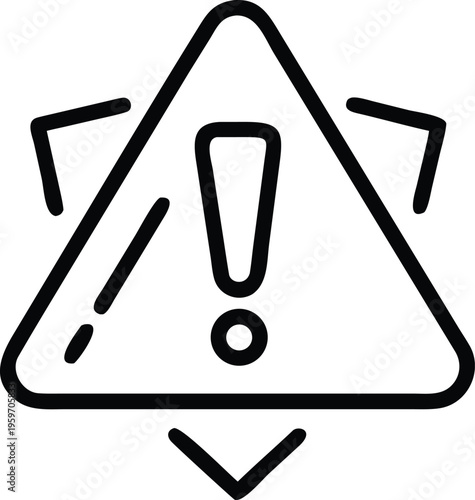 Warning sign with exclamation mark inside a triangular border and downward arrow