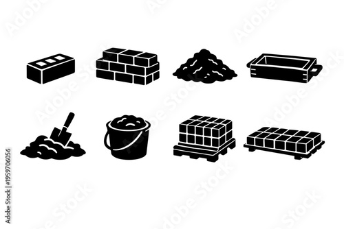 An Array of Construction Materials: Bricks, Sand, and Tools for Building Projects, Showcasing Essential Elements of Modern Construction Activities