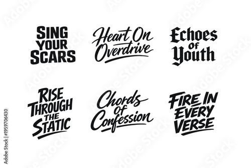 A Creative Display of Typography Highlighting Powerful Phrases Reflecting Emotions, Resilience, and Confession in Artistic Fonts