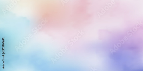 Soft Pastel Dreamy Watercolor Background. Abstract Pink, Blue, and Purple Gradient Sky Cloud Texture. Ethereal Liquid Blur Illustration for Wedding, Beauty, and Spiritual Design.