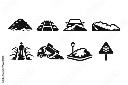 A Visual Compilation of Snow-Related Elements from Piles and Obstructions to Traffic and Safety Alerts