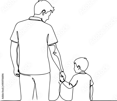 Man daily activities  vector line art illustration 