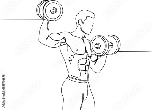 Man daily activities  vector line art illustration 