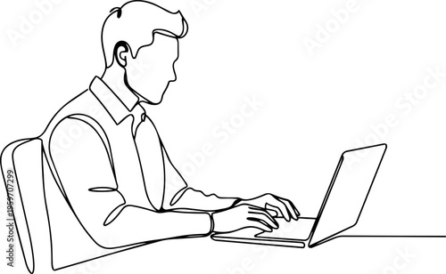 Man daily activities  vector line art illustration 