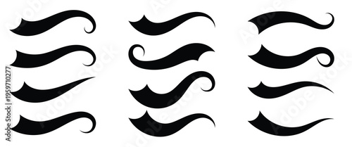 Swoosh and swash tails collection. Swooshes text tail for baseball design. Sports swash underline shapes set in retro style. eps10.