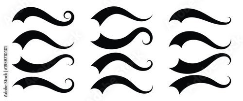 Swoosh and swash tails collection. Swooshes text tail for baseball design. Sports swash underline shapes set in retro style. eps10.