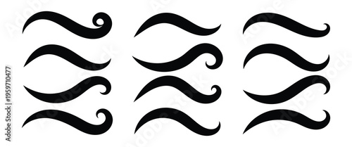 Decorative curved shape vector Swoosh tails or swashes elements for test style, sports or brand logo and digital design. Vector illustration. eps10.