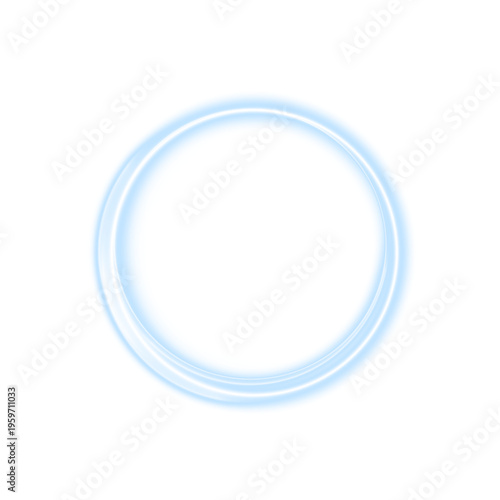 Blue neon ring with vibrant glow and clean circular shape. Elegant luminous border enhances compositions. Ideal for design elements and overlays.