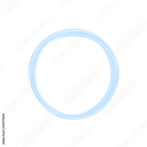 Blue circular glow with bright neon effect and smooth diffusion. Minimal design element enhances focus and clarity. Ideal PNG for overlays and creative layouts.