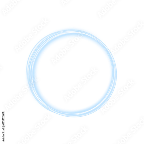 Neon blue light ring with luminous glow and smooth circular gradient. Dynamic abstract frame adds motion and energy. Perfect for tech and gaming visuals.