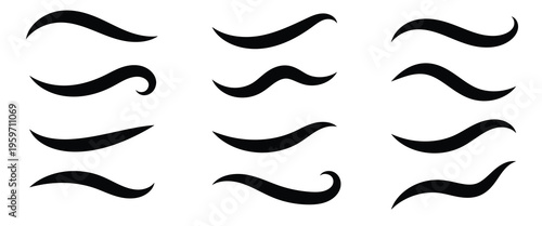 Typographic swash and swooshes tails. Retro swishes and swashes for athletic typography, logos, baseball font eps 10. Isolated on white background.
