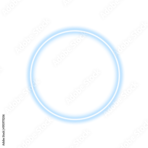 Glowing blue ring frame with intense neon light and soft halo aura. Elegant circular border enhances futuristic style. Perfect for gaming, streaming, and tech visuals.