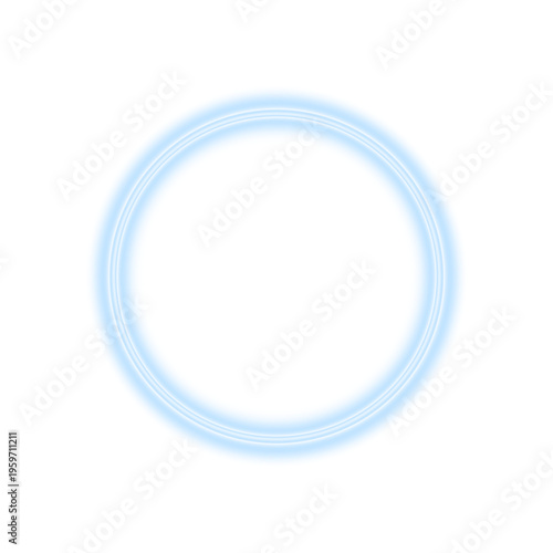 Blue luminous circle with smooth gradient glow and electric neon effect. Modern abstract ring adds clarity and focus. High quality isolated PNG for banners and UI design.