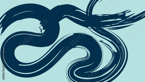 Pale cyan and dark navy blue backdrop. An abstract artistic bold composition of brushstrokes illustration vector design background.