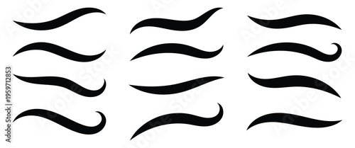 Text Tails Swoosh Baseball Sign, Typography font curve tail, font swoosh tail ornamental vector illustration. Swashes vector icons. Swoosh silhouette, curve line. eps10.