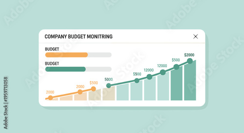 Flat minimalist illustration of company budget monitoring