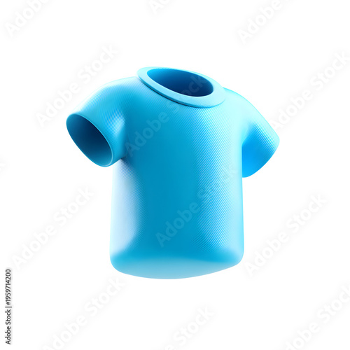 3D Rendered Stylish Blue T-Shirt Mockup on transparent background