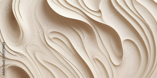 Close-up of beautifully carved wooden surface with wave patterns. The warm tones and intricate textures create a visually appealing abstract artwork