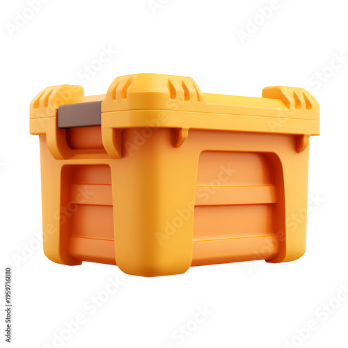 Yellow orange toolbox container for equipment or instrument storage on transparent background