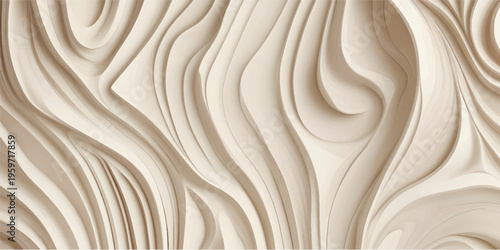 Intricate Wooden Waves - A Detailed Close-Up of Carved Wood Grain.