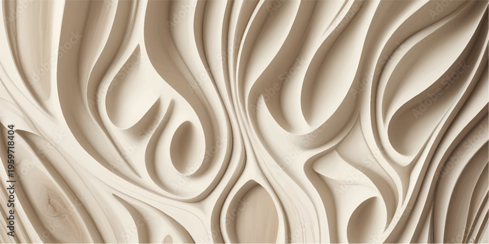 Fototapeta premium Soft flowing silk and satin fabric texture in brown, white, and golden tones with a smooth luxurious wave pattern background