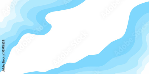 Illustration of wavy blue waves. Hand drawn blue gradient sea background.