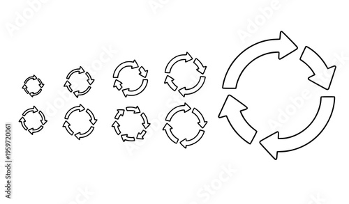 Rotating Circular Arrow Icons Set Editable Vector Sizes Collection