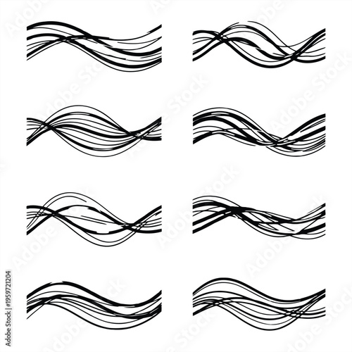 Abstract black lines form wave patterns in a graphic illustration.
