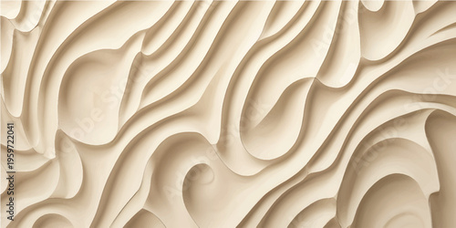 Wooden waves of light, natural texture and smooth curves