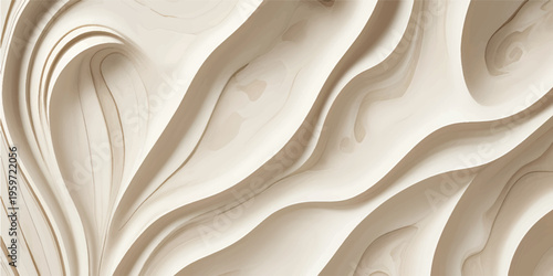 Wooden waves of light, natural texture and smooth curves