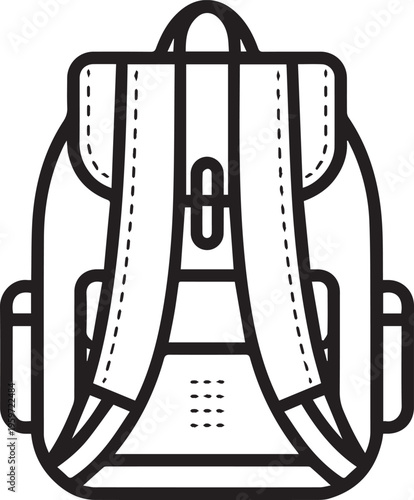 A stylish and functional backpack in a minimalist line art style, perfect for travel, adventure, and everyday use. 