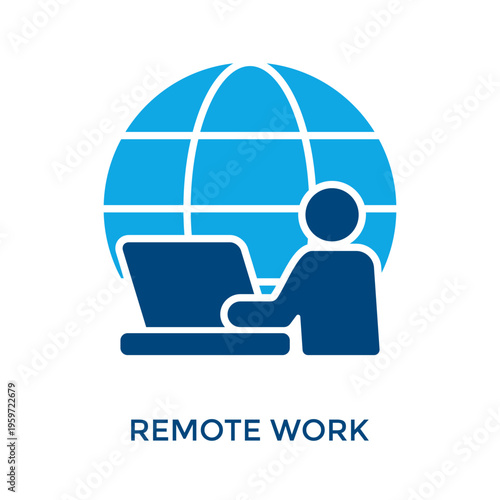 Remote Work Icon Dual Tone Style. Vector Illustration For Graphic Design
