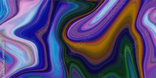 Abstract vibrant marble background with fluid blue and purple liquid swirls, colorful flowing acrylic paint texture