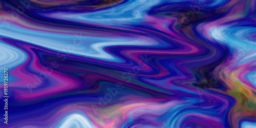 Abstract vibrant marble background with fluid blue and purple liquid swirls, colorful flowing acrylic paint texture