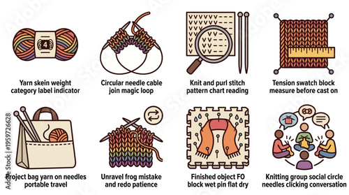 Knitting Icons for Patterns Techniques Tools and Social Crafting