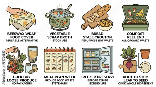 Eight Ways to Reduce Food Waste Sustainable Living Infographic